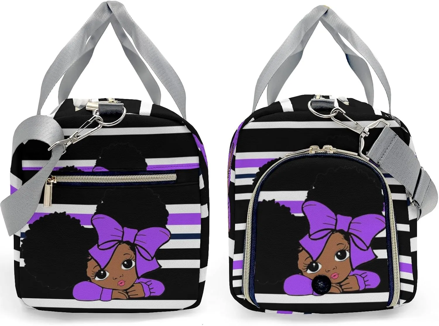 Personalized Gift Duffel Bag Little African Girl Purple Travel in Style: Trendy Bags for Sport and Leisure