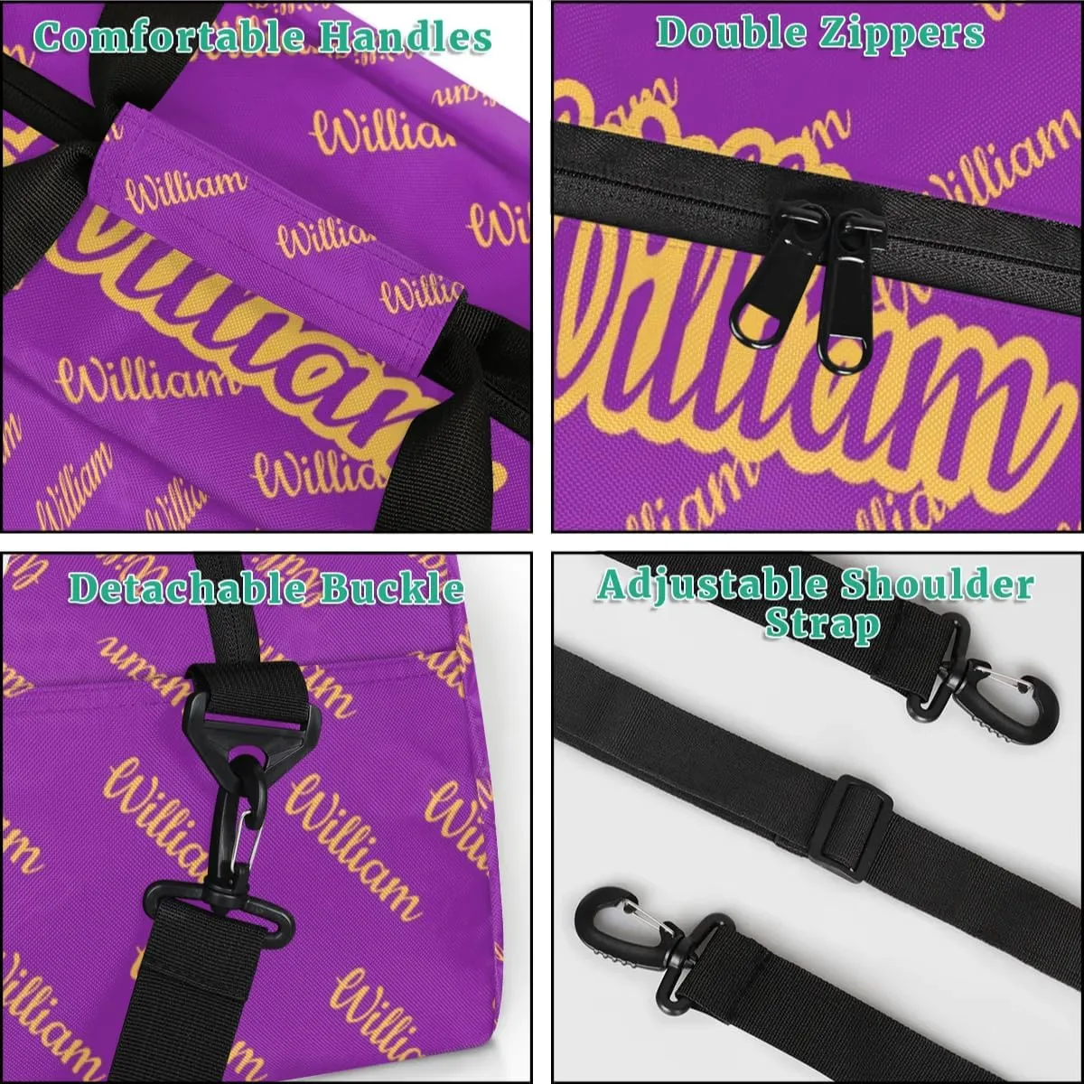Personalized Gym Duffel Bag with Name Custom Sport Bag Gymnastics Bags Customized Dance Duffel Bag Weekender Sleepover Bag, Dark Purple