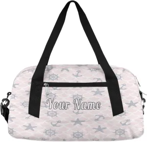Personalized Kids Duffel Bag Ocean Nautical Anchor Wheel,Custom Sport Gym Bag for Boys Girls,WWeekender Overnight Bags Travel Duffel Bag,Customized Kids Gift