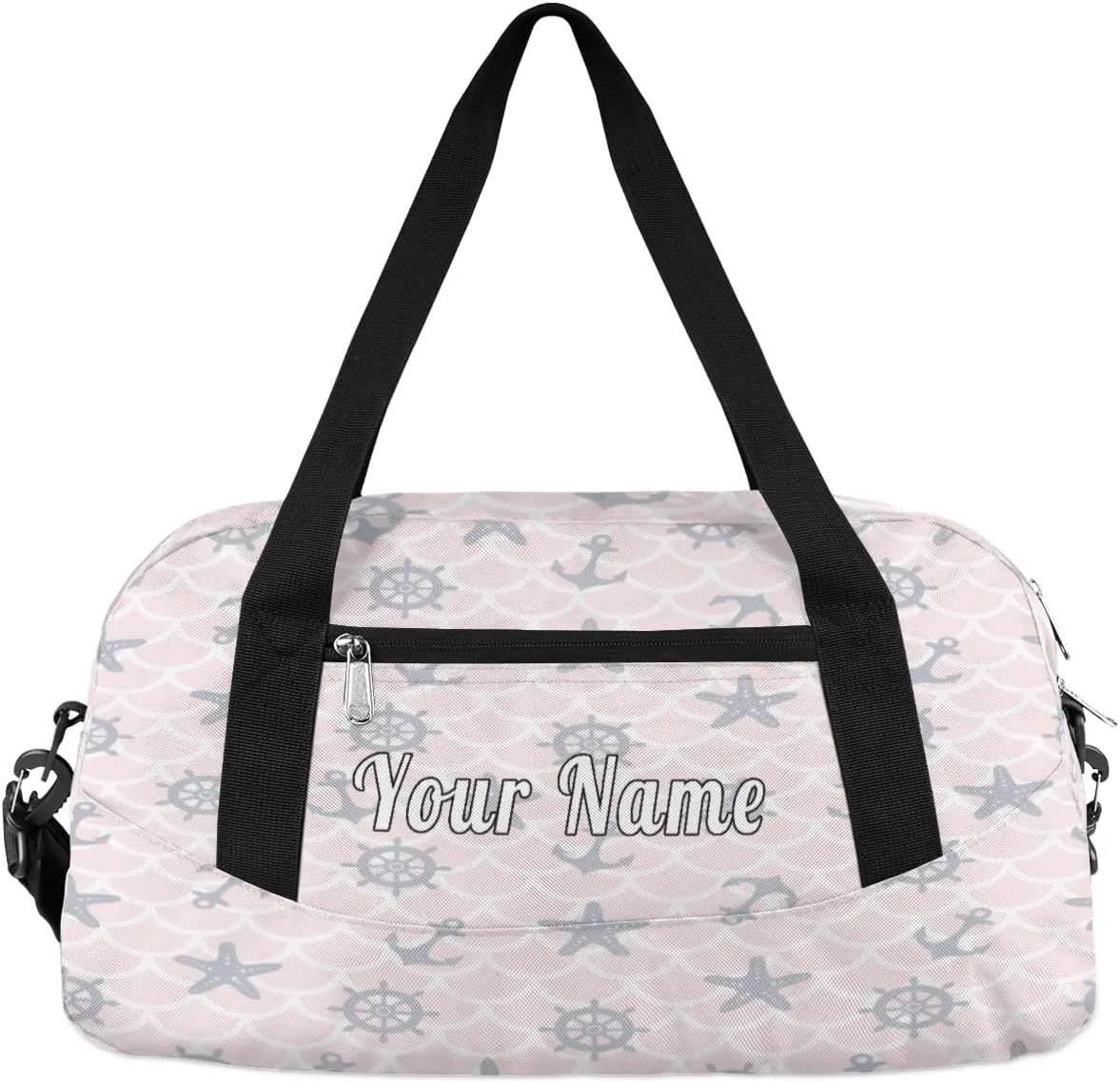 Personalized Kids Duffel Bag Ocean Nautical Anchor Wheel,Custom Sport Gym Bag for Boys Girls,WWeekender Overnight Bags Travel Duffel Bag,Customized Kids Gift
