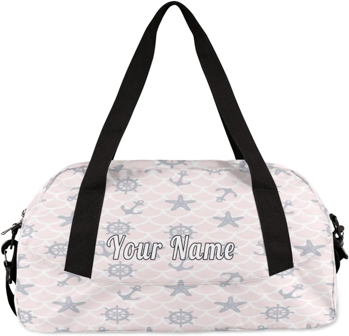 Personalized Kids Duffel Bag Ocean Nautical Anchor Wheel,Custom Sport Gym Bag for Boys Girls,WWeekender Overnight Bags Travel Duffel Bag,Customized Kids Gift