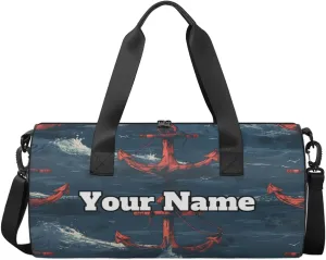 Personalized Nautical Anchor Sport Gym Bag, Custom Name Duffel Bags for Men, Waterproof Custom Sport Duffel Bag, Gymnastics Dance, Nautical