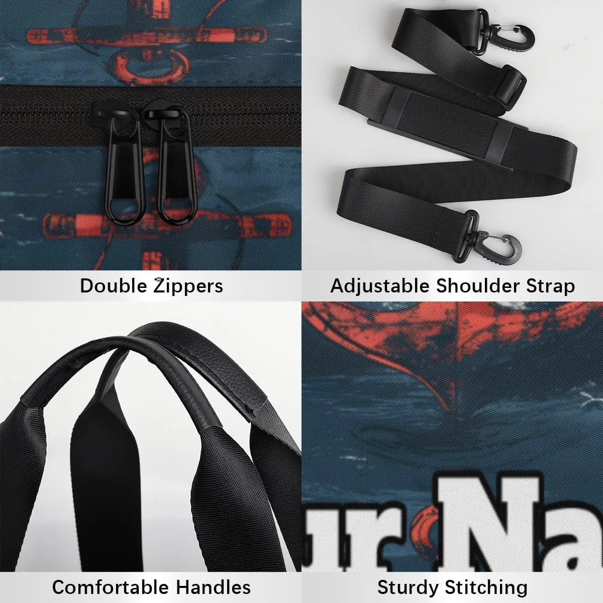 Personalized Nautical Anchor Sport Gym Bag, Custom Name Duffel Bags for Men, Waterproof Custom Sport Duffel Bag, Gymnastics Dance, Nautical