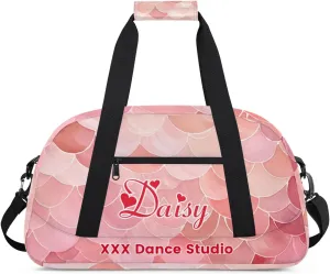 Personalized Pink Scale Gym Duffel Bags for Kids Girls Boys with Custom Name Sport Dance Bags for Overnight Weekender