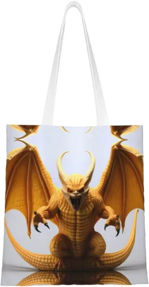 PHAYAH Bat Tusk Monster Pattern Canvas Tote Bag Aesthetic For Women Reusable Cloth Cotton Bags For Shopping Beach Grocery