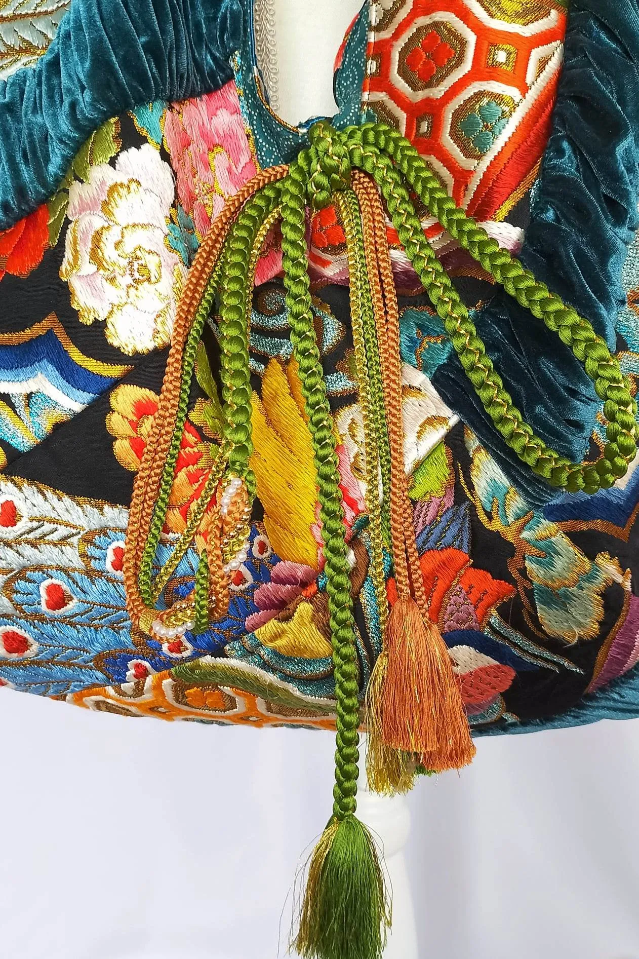 phoenix and peacock embroidered boho bag