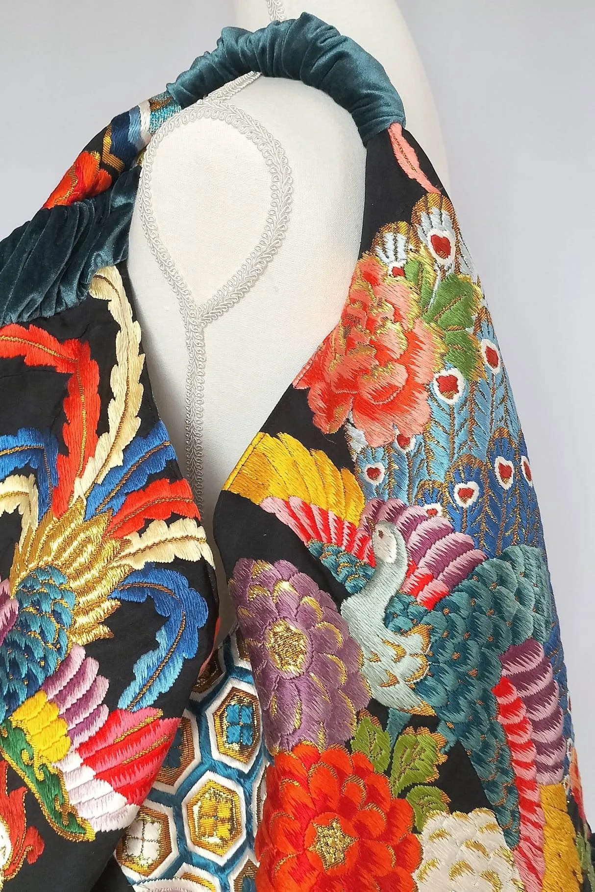phoenix and peacock embroidered boho bag