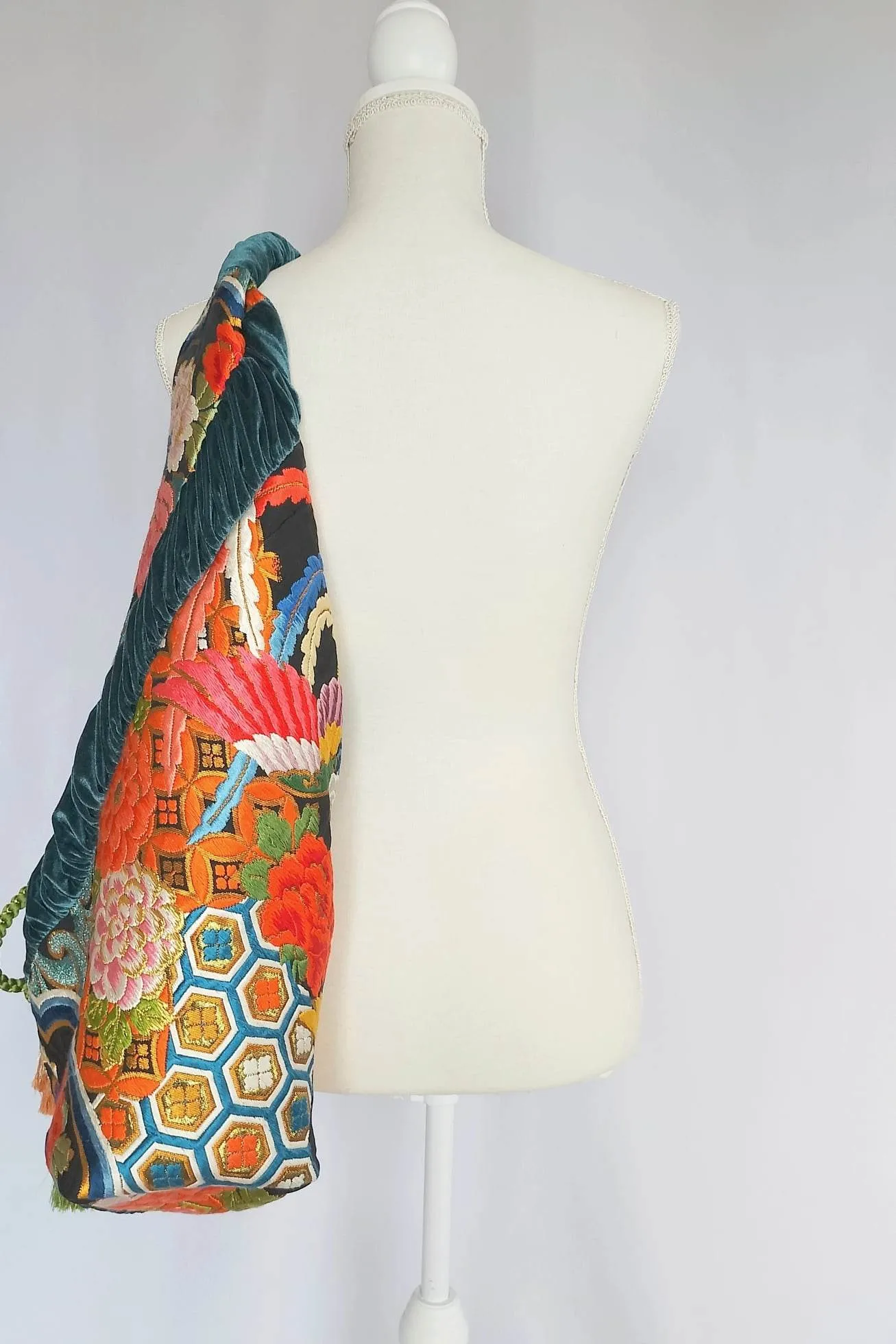 phoenix and peacock embroidered boho bag