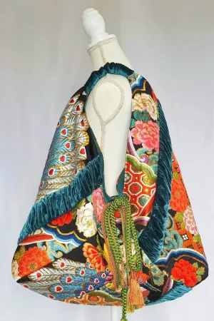 phoenix and peacock embroidered boho bag