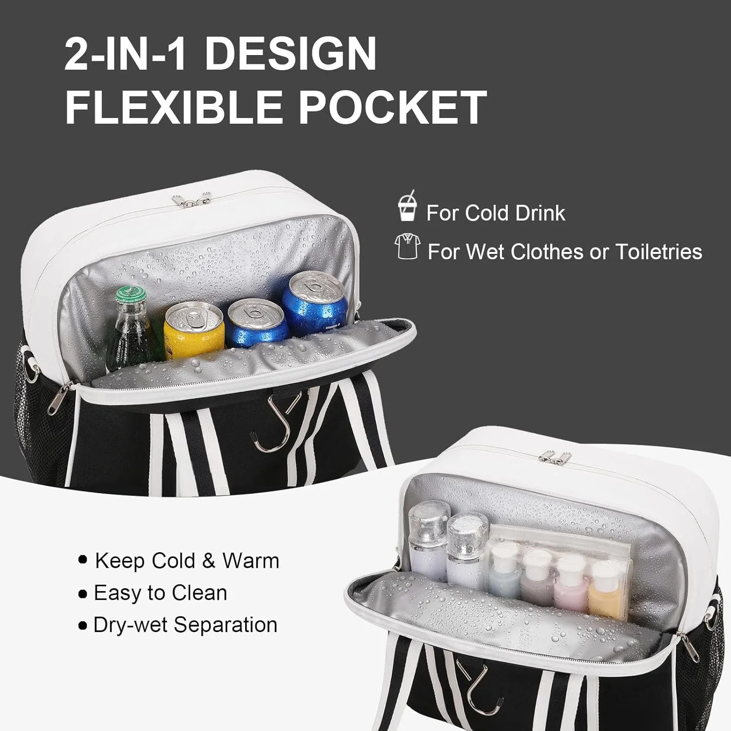 Pickleball Bag, Pickleball Bags for Women Men Teens with Waterproof Pocket & Fence Hook, Pickleball Tote Bag