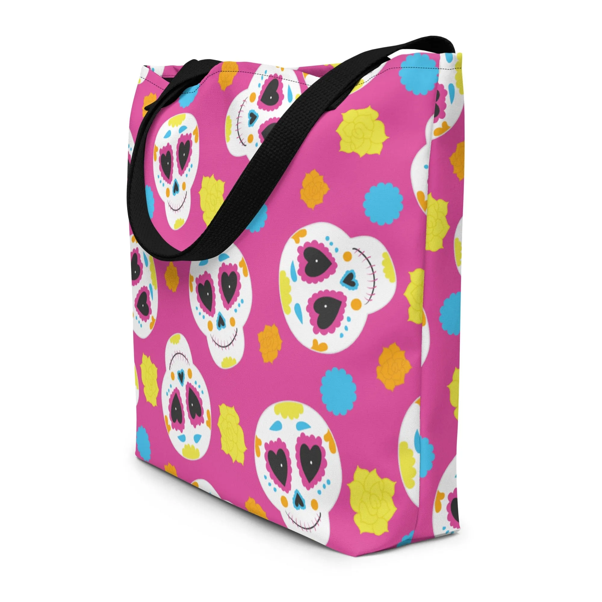 Pink Sugar Skull Large Tote Bag