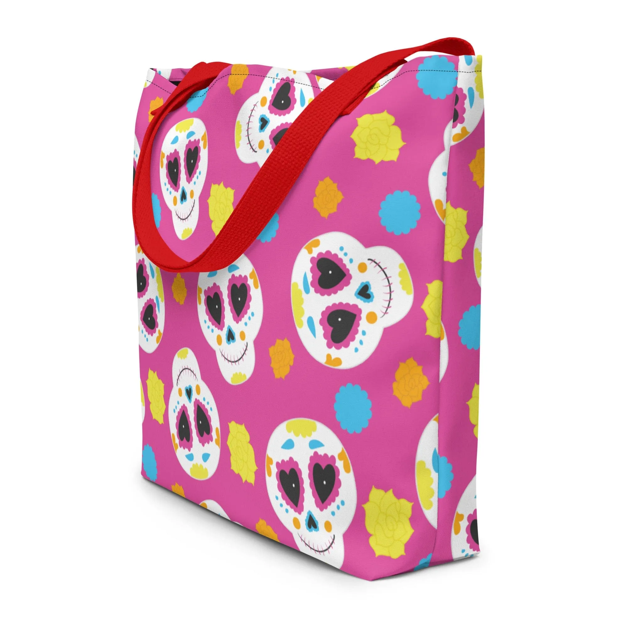 Pink Sugar Skull Large Tote Bag