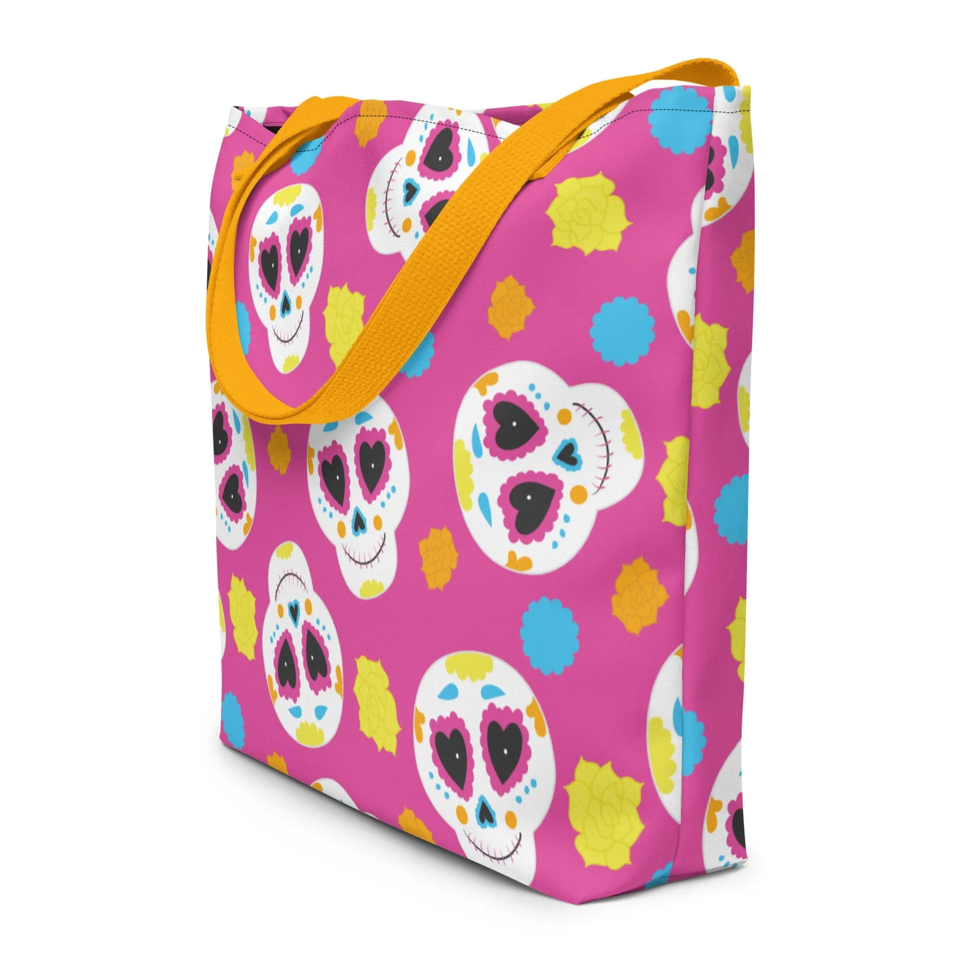 Pink Sugar Skull Large Tote Bag