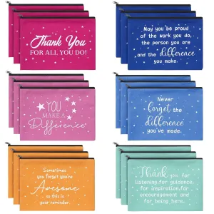 Pinkunn Thank You Gifts for Women Appreciation Cosmetic Bags for Coworkers Inspirational Gifts Toiletry Bags for Colleagues Appreciation Makeup Bags for Employee(24 Pcs,Inspirational)