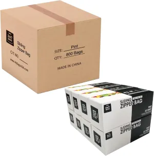 Pint Slider Storage Bags- 800 Count, Featuring Expandable Bottom, Zero BPA, Microwave-Safe(32 boxes of 25)