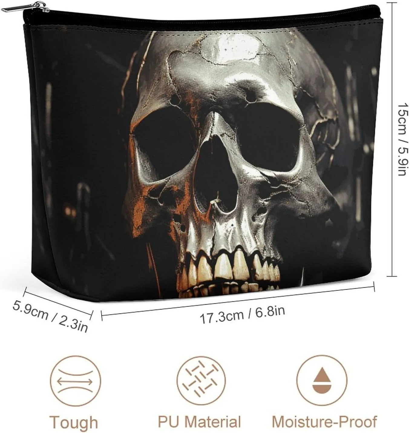 Portable Small Cosmetic Bag Cute Travel Makeup Bag Eerie Scary Skull Waterproof Toiletry Bag for Women