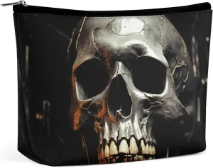 Portable Small Cosmetic Bag Cute Travel Makeup Bag Eerie Scary Skull Waterproof Toiletry Bag for Women