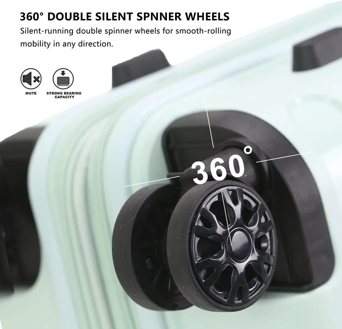 PP material 3-piece expandable luggage sets with Spinner Wheels， Suitcase with TSA Lock，Large Luggage for Family Travel carry on 20/24/28，Azure water color