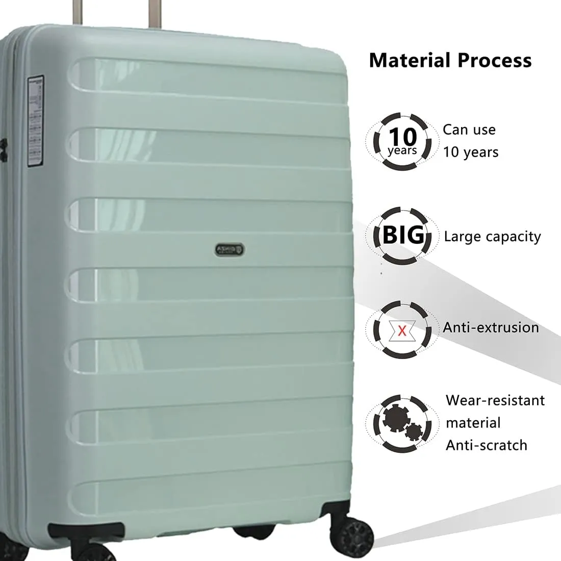 PP material 3-piece expandable luggage sets with Spinner Wheels， Suitcase with TSA Lock，Large Luggage for Family Travel carry on 20/24/28，Azure water color