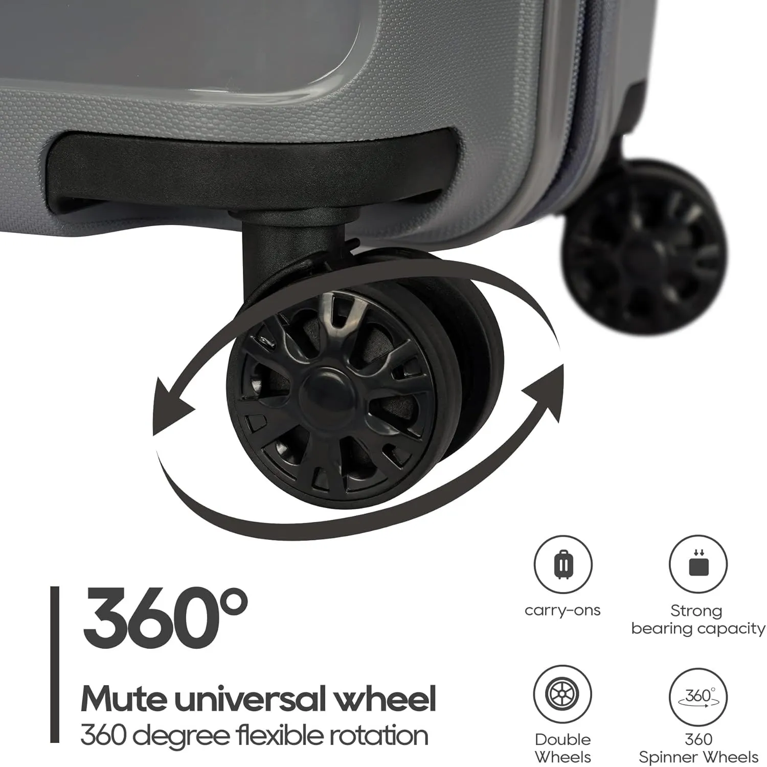 PP material 3-piece expandable luggage sets with Spinner Wheels， Suitcase with TSA Lock，Large Luggage for Family Travel carry on 20/24/28，Grey color