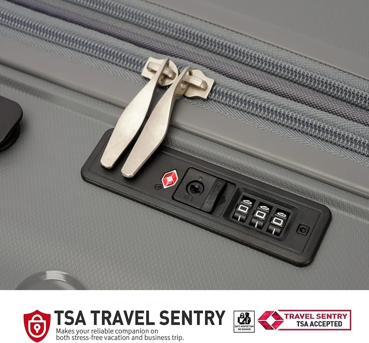 PP material 3-piece expandable luggage sets with Spinner Wheels， Suitcase with TSA Lock，Large Luggage for Family Travel carry on 20/24/28，Grey color