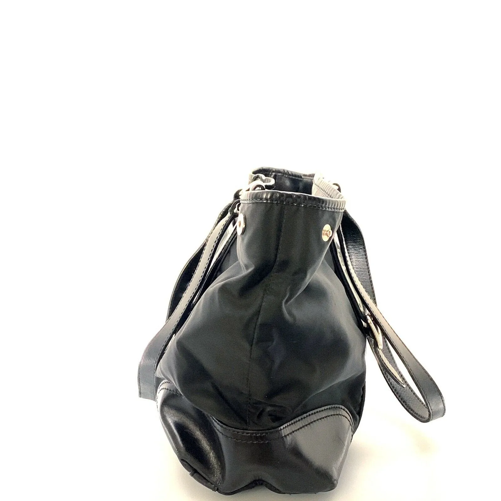 PRADA Women’s Nylon/Leather Expandable Shoulder Tote | Nero (Black) | L | Inner Snaps | Pre-Owned
