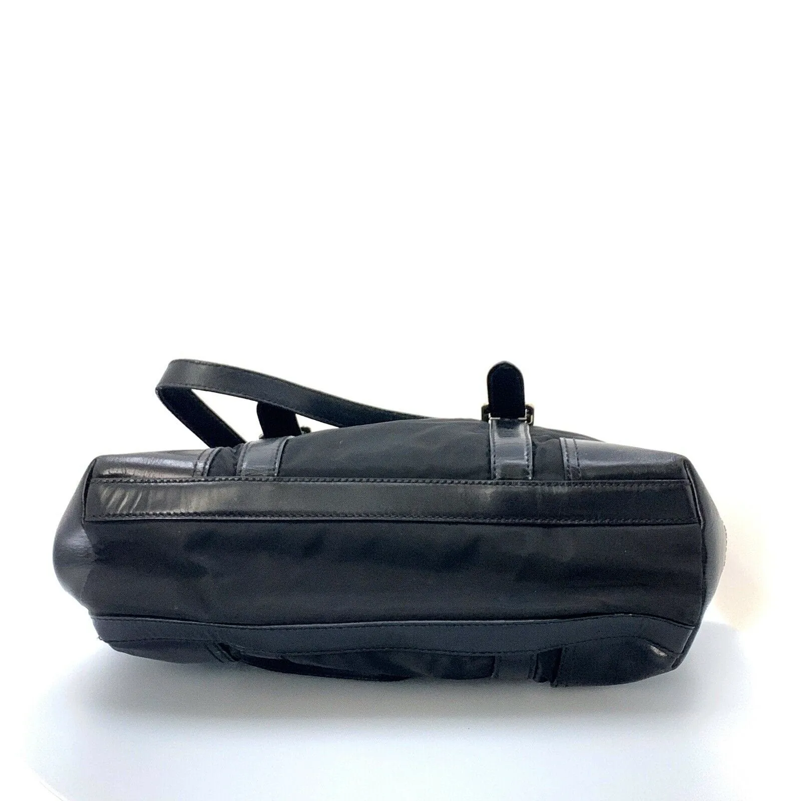 PRADA Women’s Nylon/Leather Expandable Shoulder Tote | Nero (Black) | L | Inner Snaps | Pre-Owned