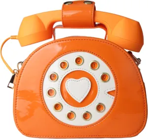 PTShadow Retro dial telephone Crossbody Shoulder Bag,Pu Movable microphone Purse for Women