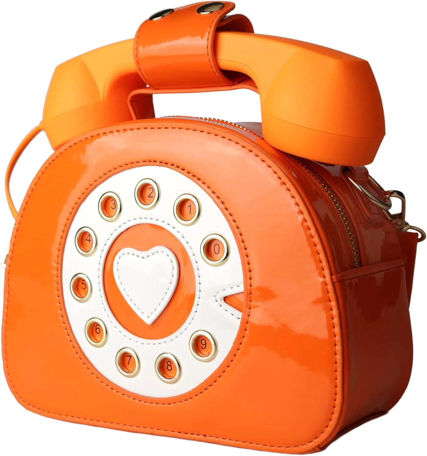 PTShadow Retro dial telephone Crossbody Shoulder Bag,Pu Movable microphone Purse for Women