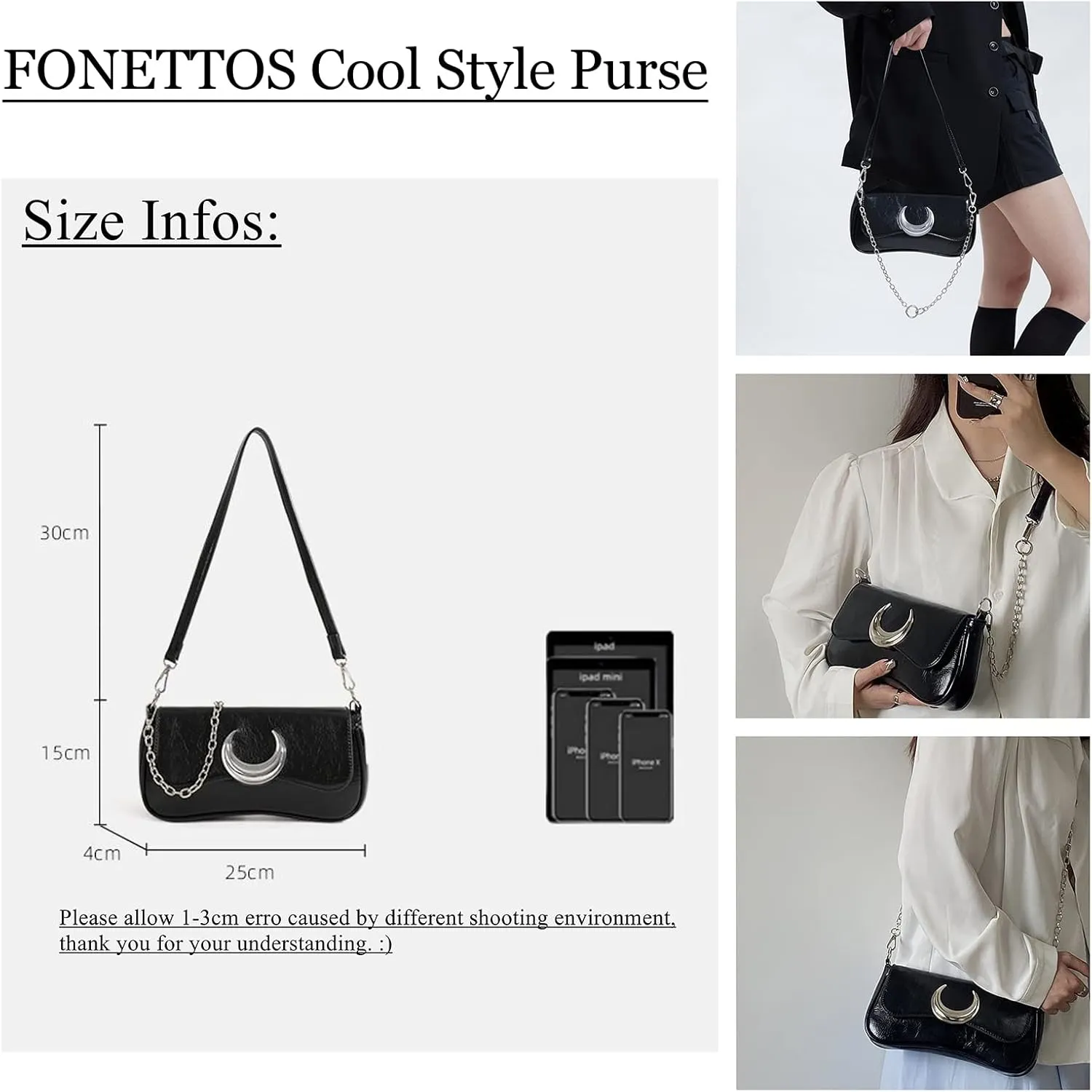 Punk Bag, Sourpuss Gothic Tote Purse Y2K Cool Style Trendy Women Shoulder Bags Rock Fashion Girls Handbag