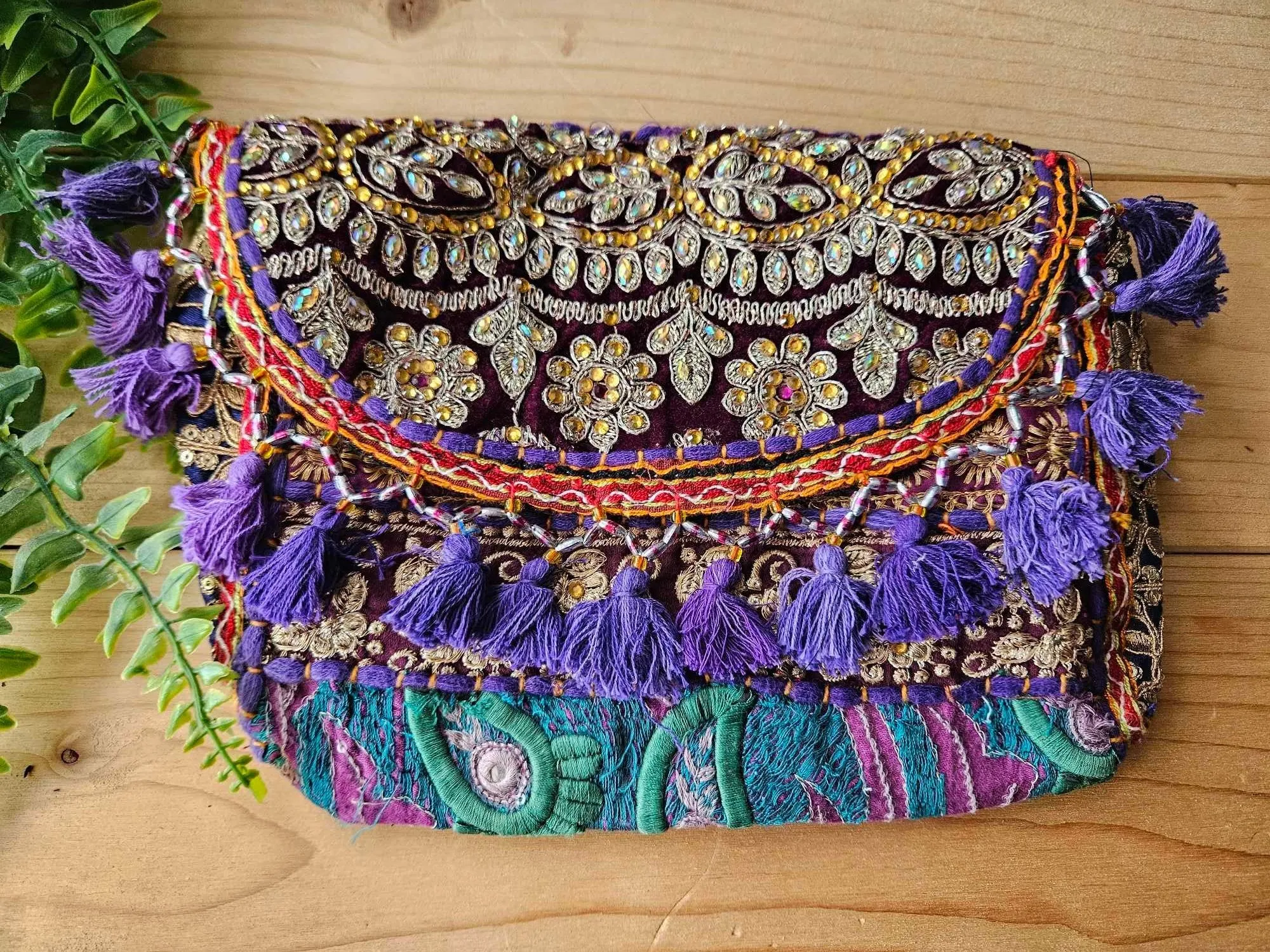 Purple Bandhani Patchwork bag