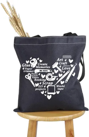 PWHAOO Scrapbooking Lover Gift Love Heart Scrapbooking Tote Bag Hobby Handbag Scrapbook Fan Gift Crafter Merch