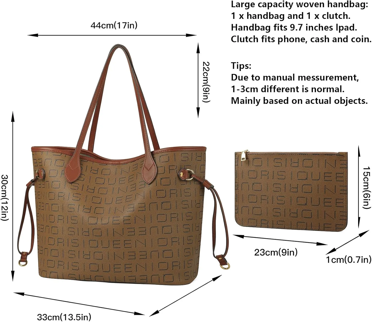 Queenoris Tote Bag for Women, Designer Fashion Purses Top Handle Satchel Large Capacity Classic Shoulder Bags