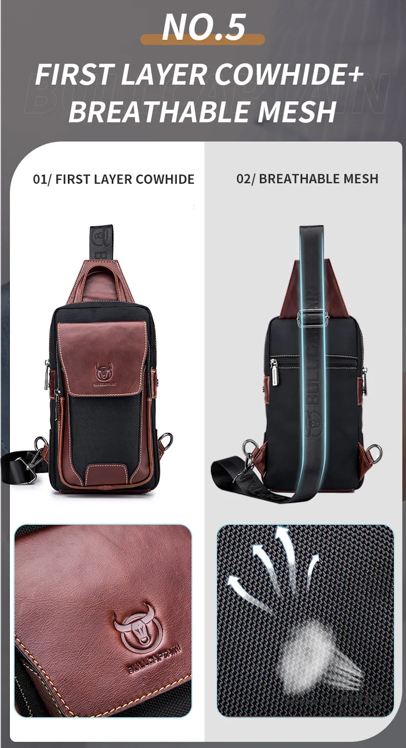 "Legend Collection" - Cowhide Shoulder Chest Bag - Metallic Range 3 Colours