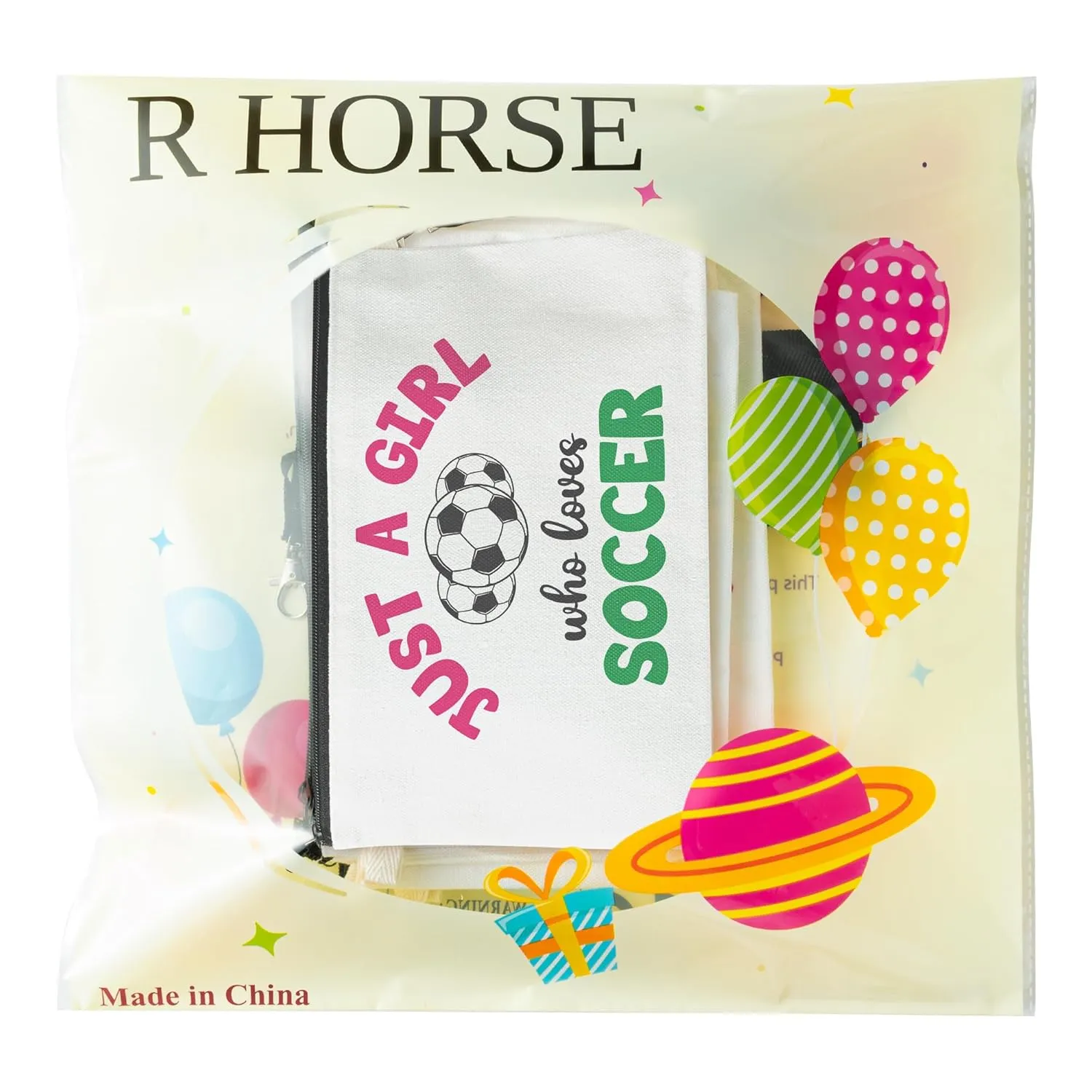 R HORSE 9Pcs Soccer Makeup Bag Inspirational Gifts for Women Girls, Football Canvas Cosmetic Toiletry Pouch Bag Christmas Birthday Gifts for Soccer Team Player Lover Fan