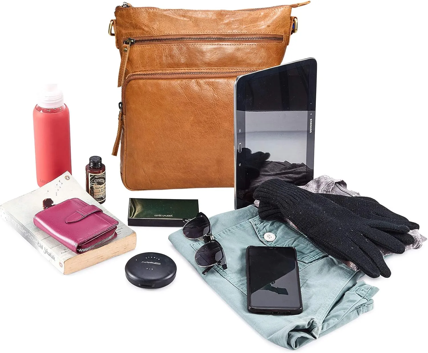 Real Leather Crossbody Bags Purses for Women Shoulder Handbags Crossover Handmade Stylish Trendy Pocketbook
