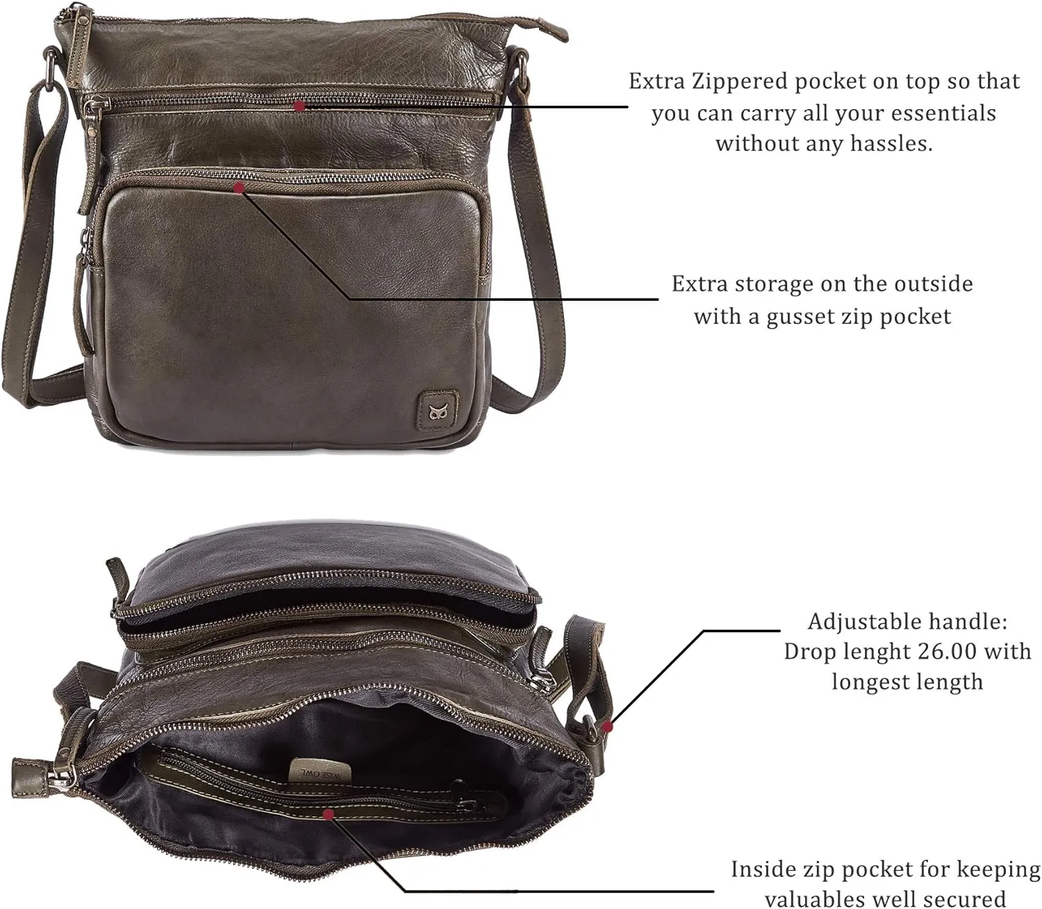 Real Leather Crossbody Bags Purses for Women Shoulder Handbags Crossover Handmade Stylish Trendy Pocketbook