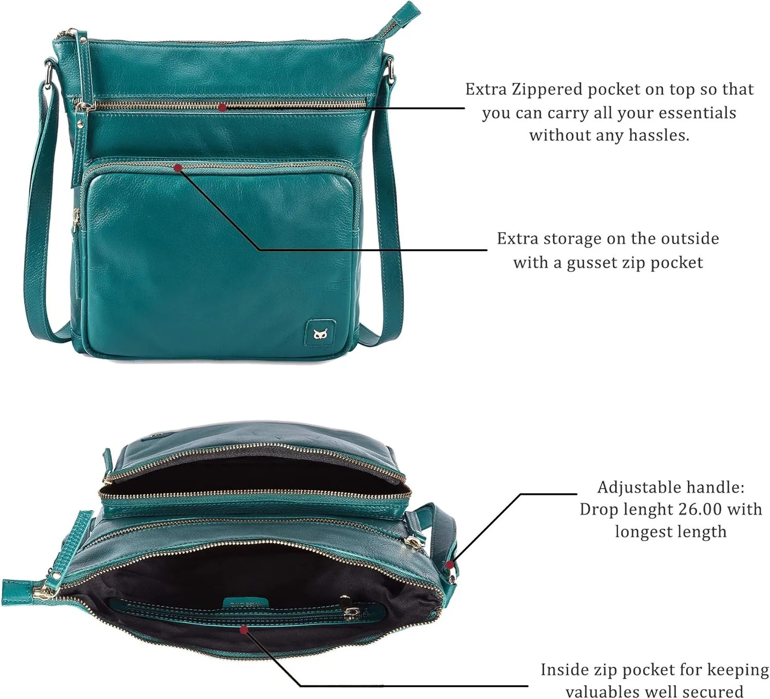 Real Leather Crossbody Bags Purses for Women Shoulder Handbags Crossover Handmade Stylish Trendy Pocketbook