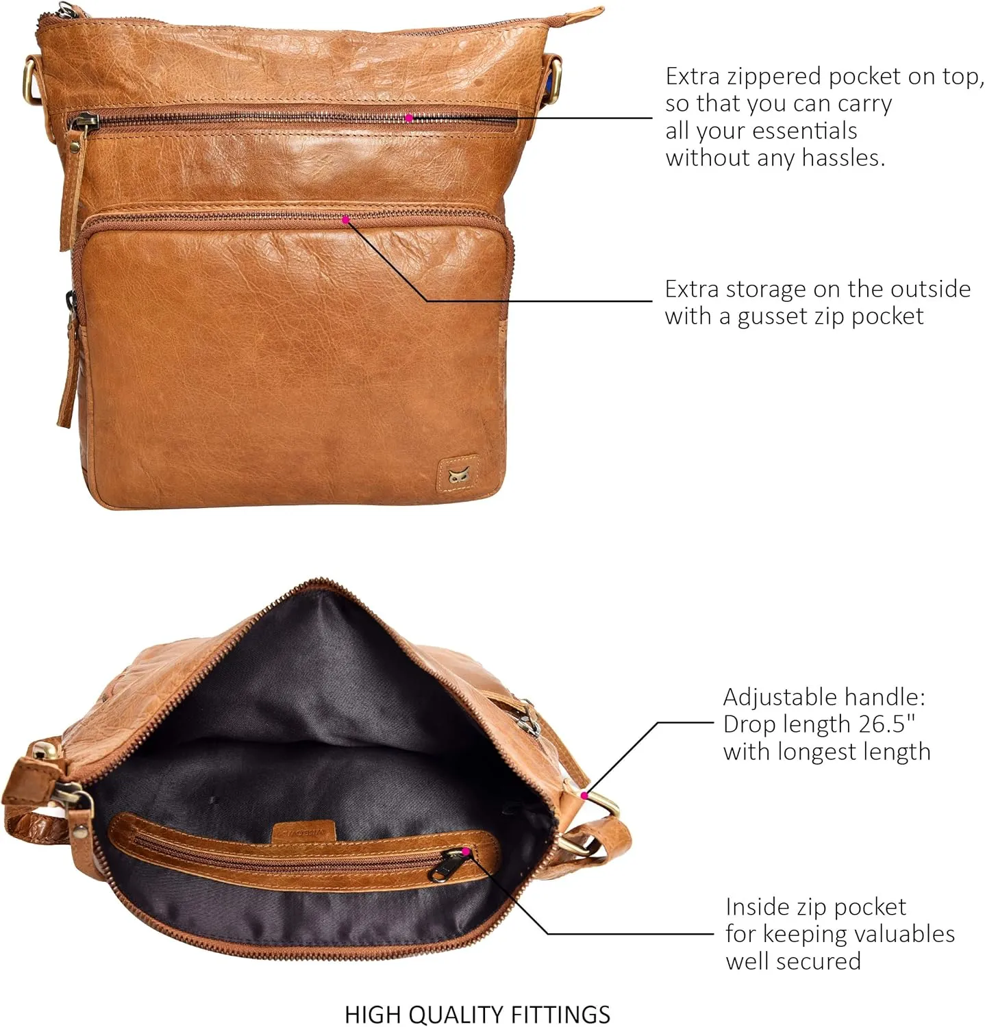 Real Leather Crossbody Bags Purses for Women Shoulder Handbags Crossover Handmade Stylish Trendy Pocketbook