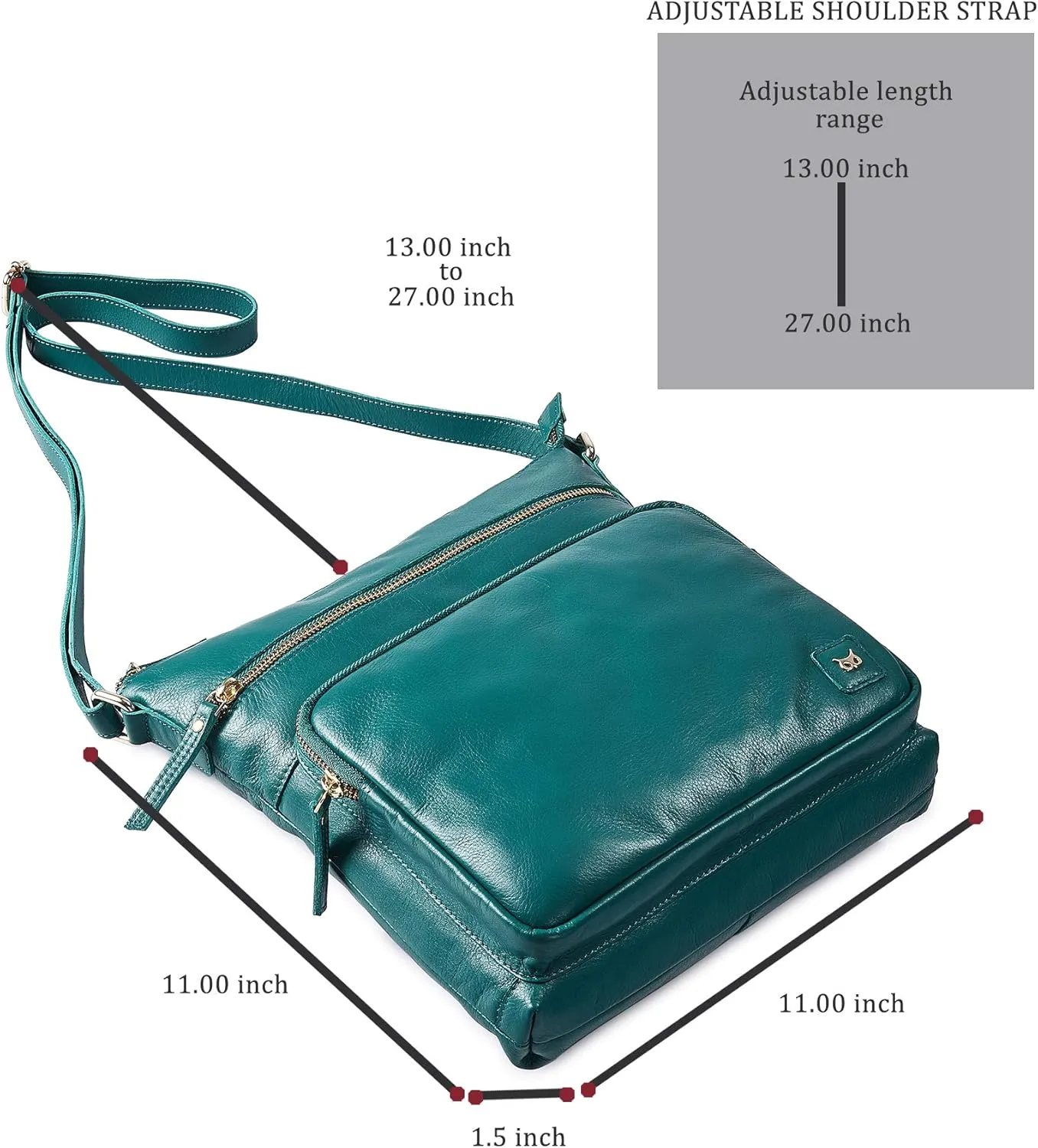 Real Leather Crossbody Bags Purses for Women Shoulder Handbags Crossover Handmade Stylish Trendy Pocketbook
