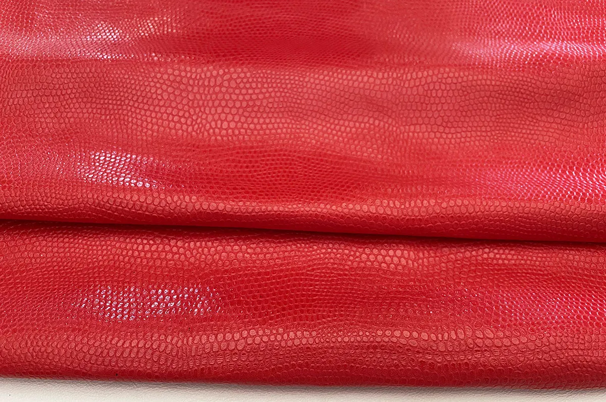 Red Lizard Patterned Leather