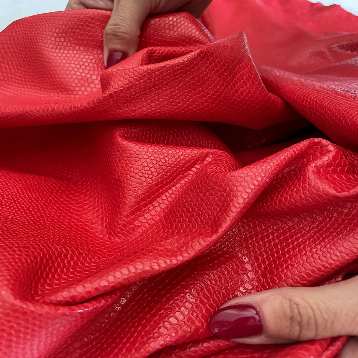 Red Lizard Patterned Leather