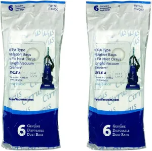 Replacement 12-Pack C-14000 Style A Upright Vacuum Cleaner Bags for Cirrus CR67C CR68 CR69 CR69A CR77C CR78 CR79 CR88 CR89 CR99 CR9100 P8000 P8500 P8500A P9000 Models