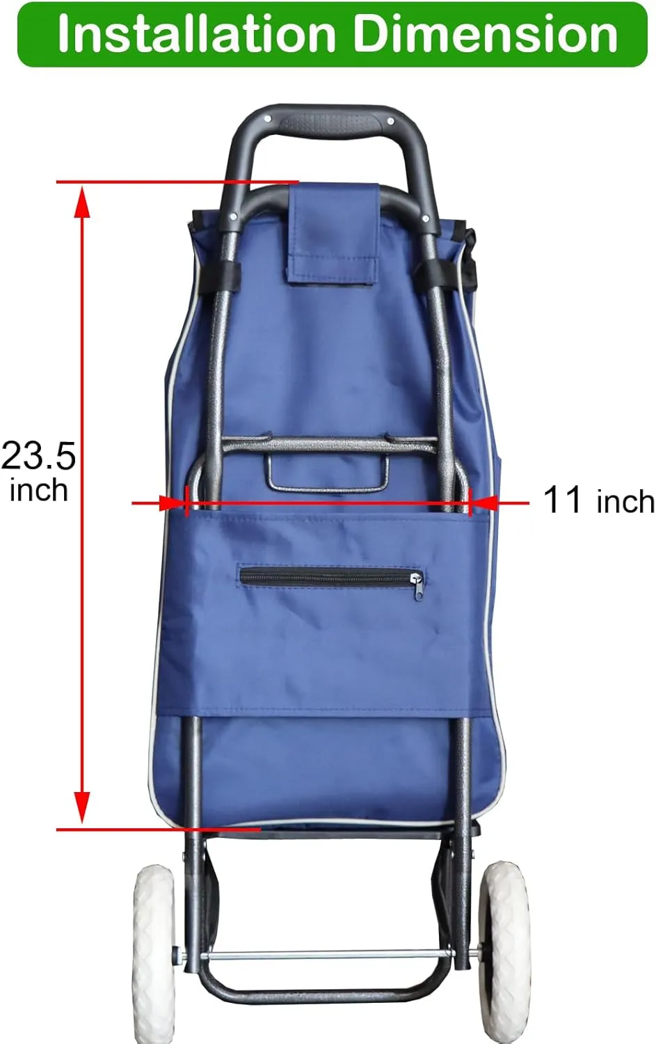 Replacement Bag for Shopping Cart - Waterproof Trolley Bags, 11.8inx7.5inx21.6in (Blue)