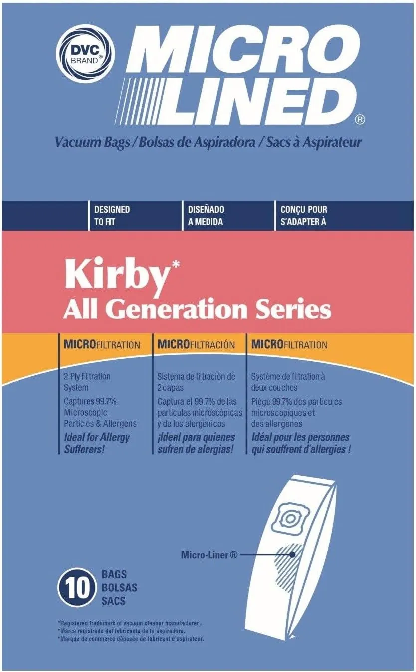 Replacement for fits DVC Micro-Lined Replacement Bags Style G4 Fit Kirby neration Series - 10 Bags