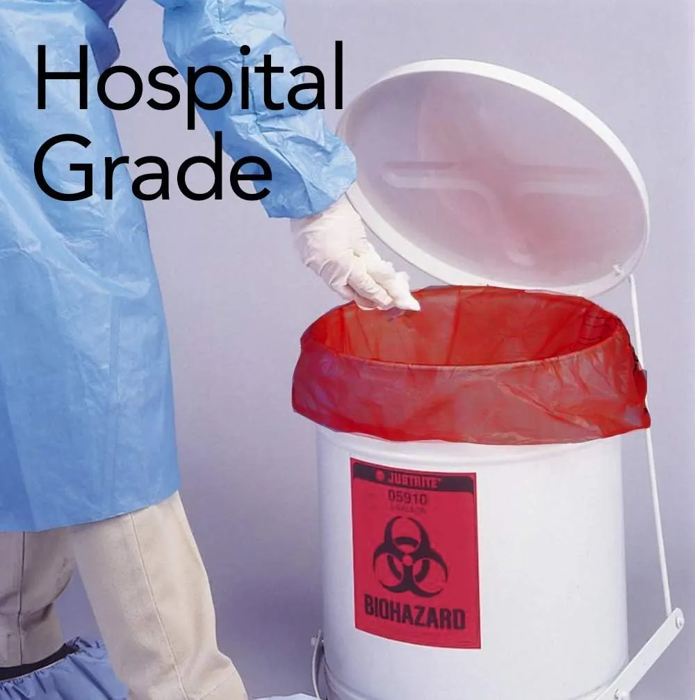 Resilia Medical - Biohazard Bags - Hazardous Waste Disposal, Meets DOT ASTM Standards for Hospital Use, OSHA Approved, Red, 33 Gallon, 33" W x 39" L, 1.1 Mil, 0.0011 Inch, 1 Case of 200 Bags