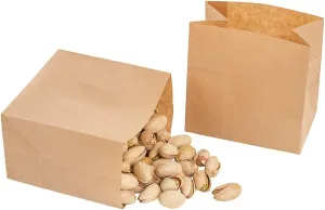 Restaurantware Bag Tek 3.9 x 2.3 x 3.8 Inch Paper Bags For Snacks 100 Small Paper Bags For Foods - Disposable Sustainable Kraft Paper Snack Bags Microwavable Freezable