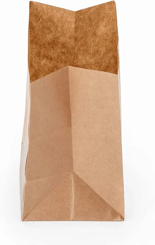 Restaurantware Bag Tek 3.9 x 2.3 x 3.8 Inch Paper Bags For Snacks 100 Small Paper Bags For Foods - Disposable Sustainable Kraft Paper Snack Bags Microwavable Freezable