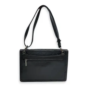 Retro Classic Flap Black Shoulder Bag in Caviar Leather, Ruthenium hardware