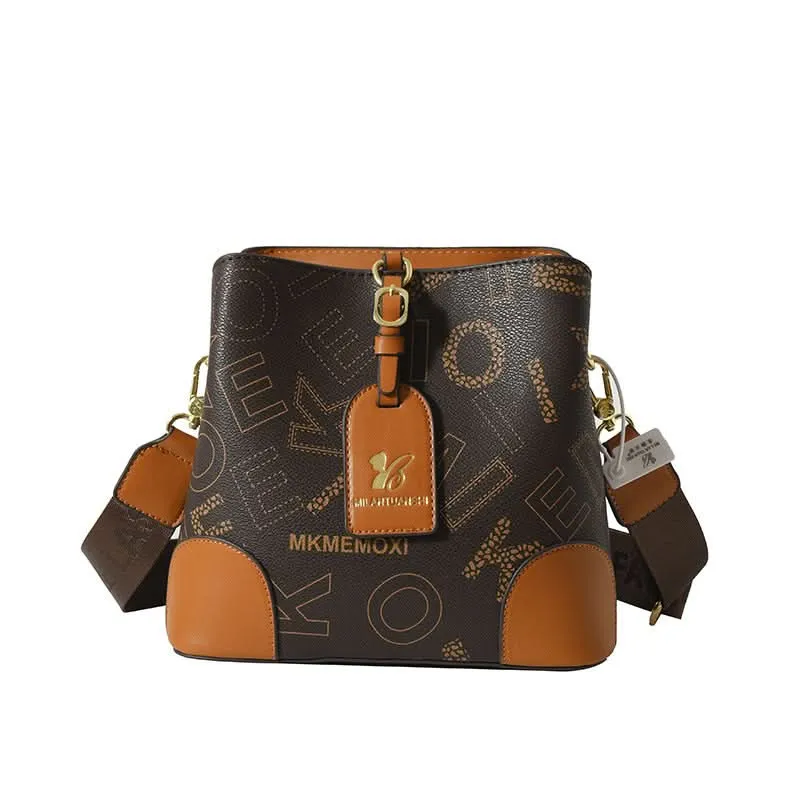 Retro Printed Ladies Bucket Shoulder Bag